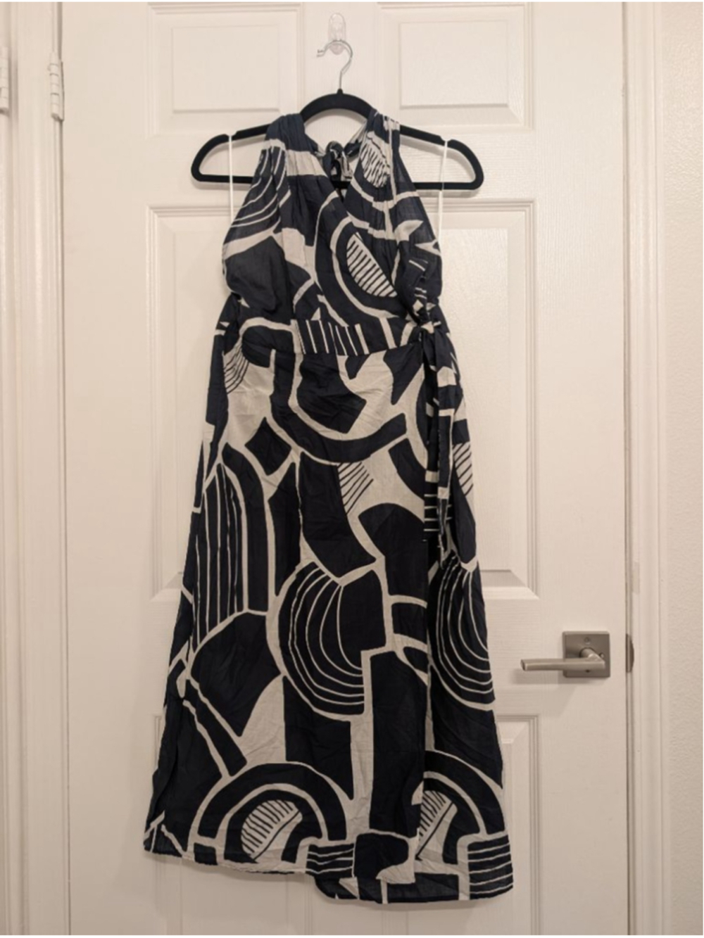 Blogger Favorite ZARA The Nicole Printed Abstract Halter Neck Wrap Midi Dress M - Picture 7 of 11